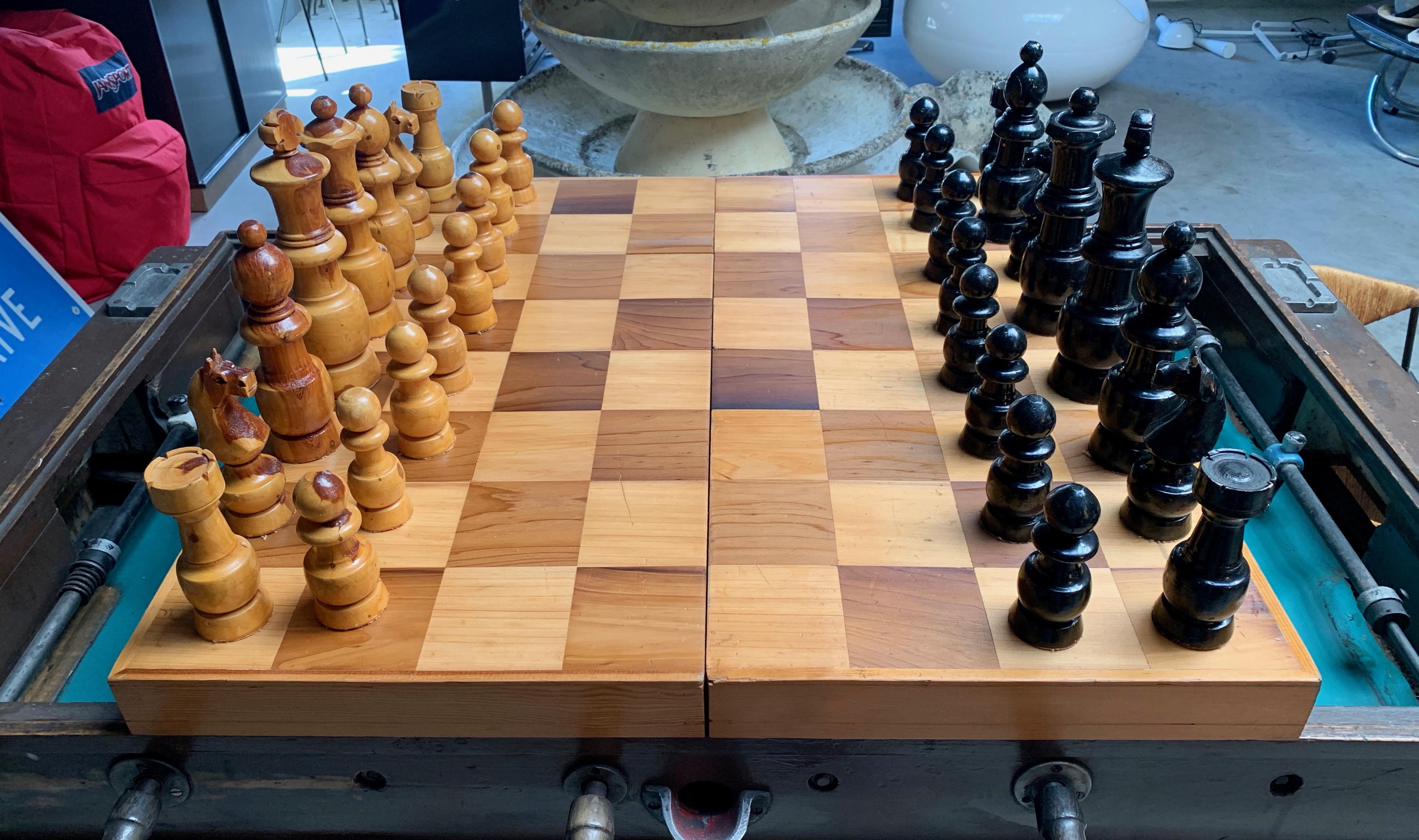 Late 20th Century Oversized Wood Chess Set