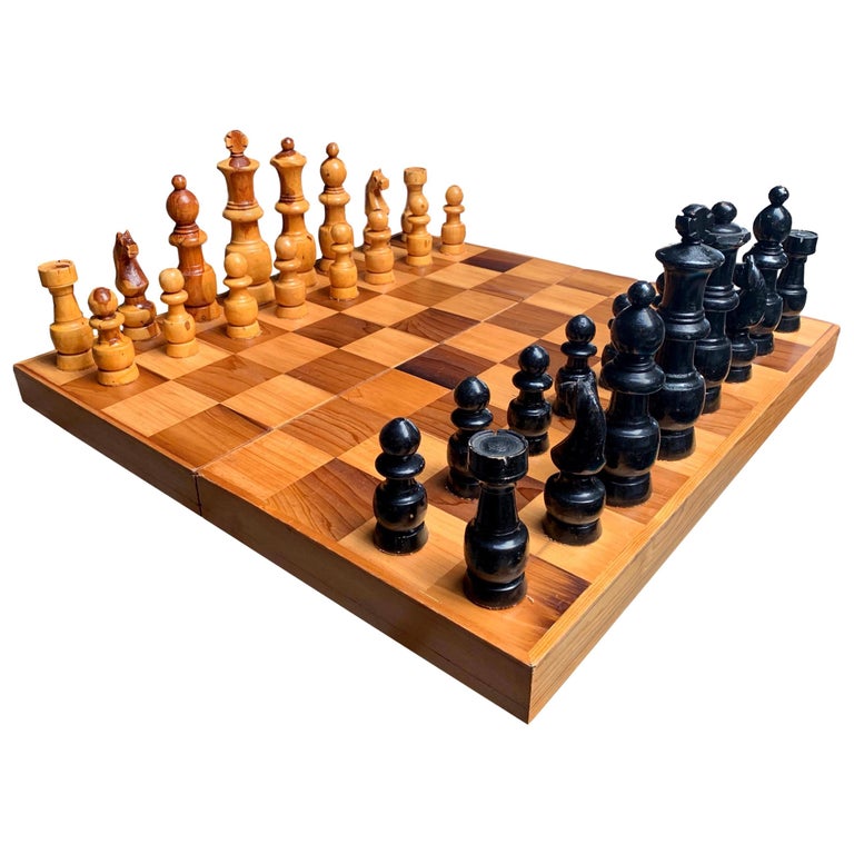 Oversized Wood Chess Set at 1stDibs