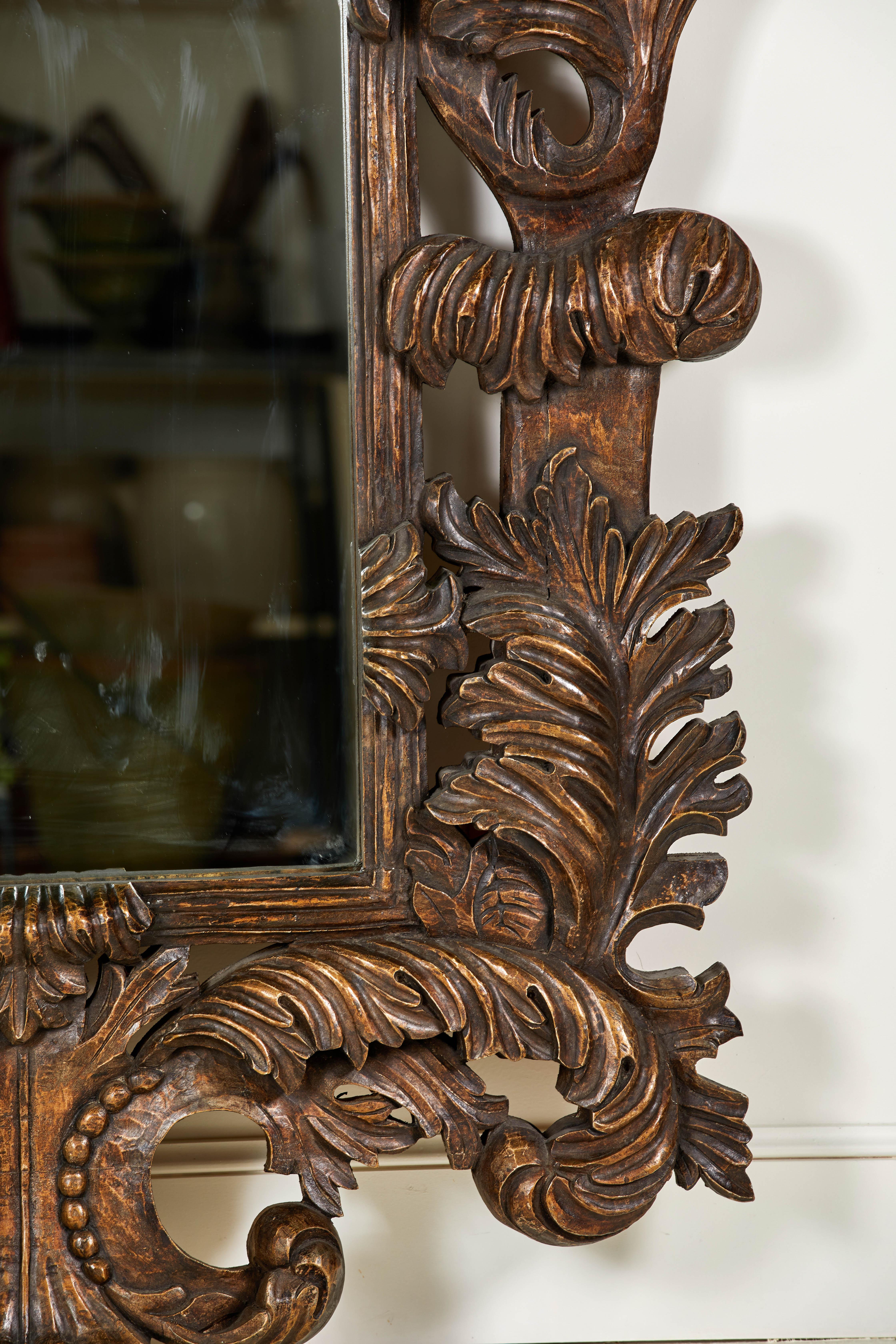 20th Century Oversized Wooden Carved Mirror
