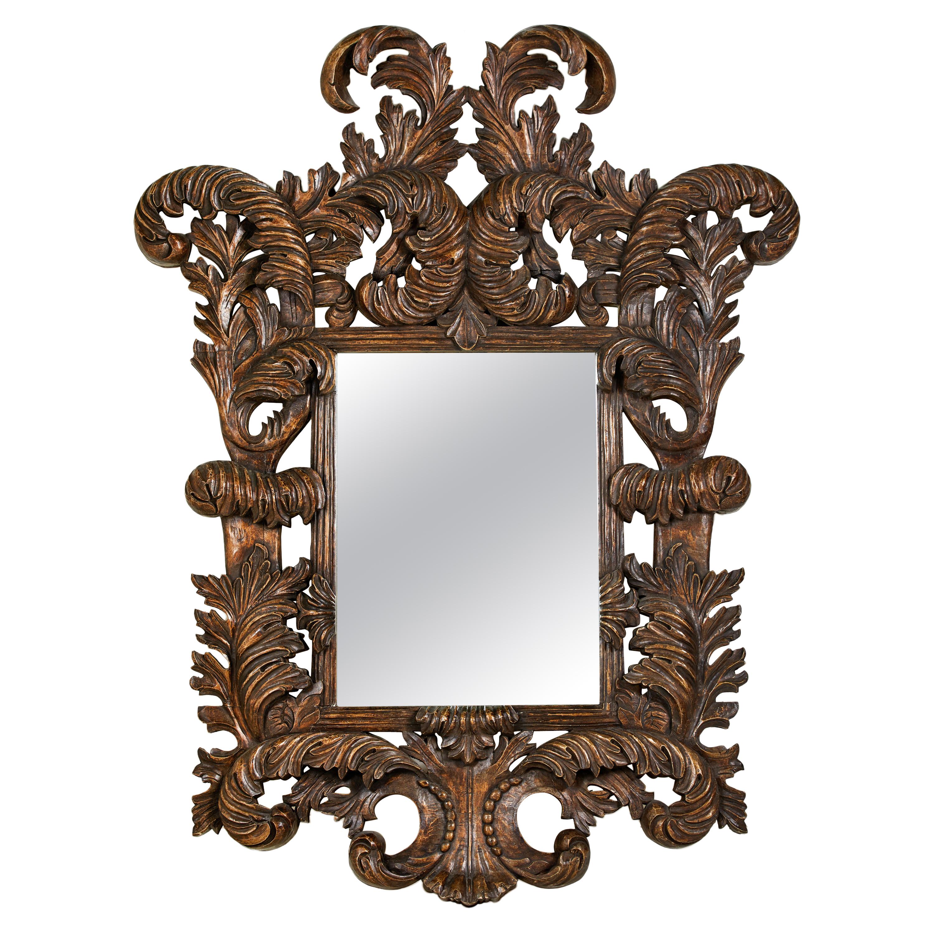 Oversized Wooden Carved Mirror