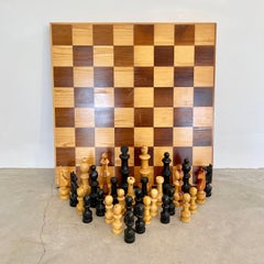 Oversized Wooden Chess Set, 1980s USSR