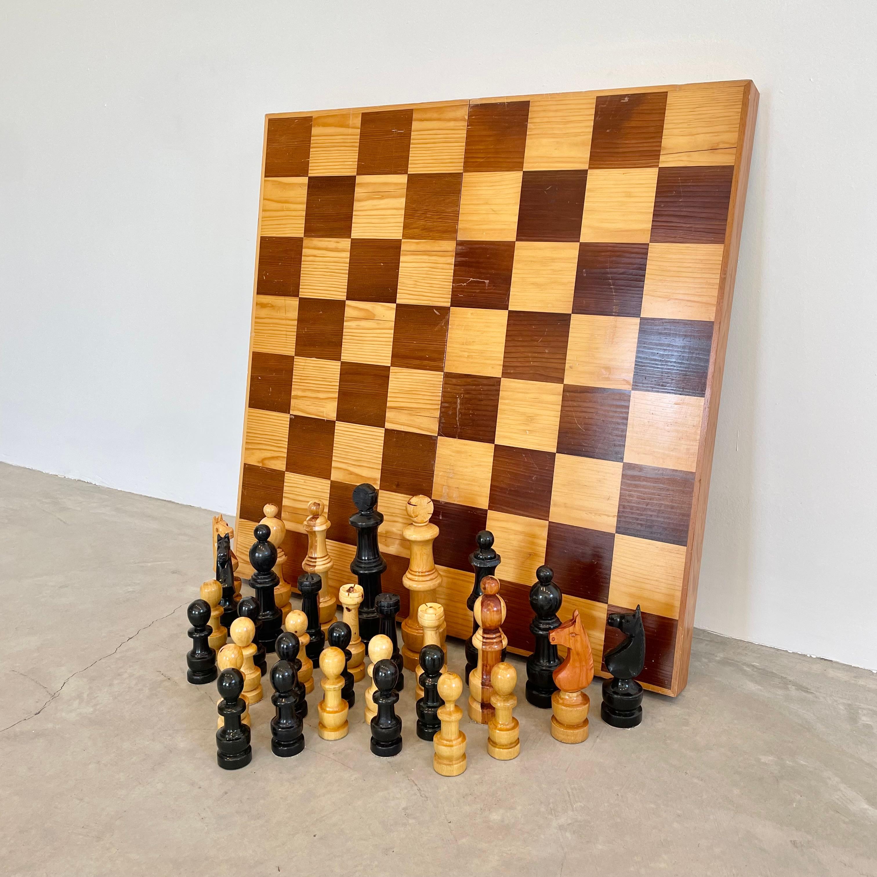 American Oversized Wooden Chess Set, 1980s USSR For Sale