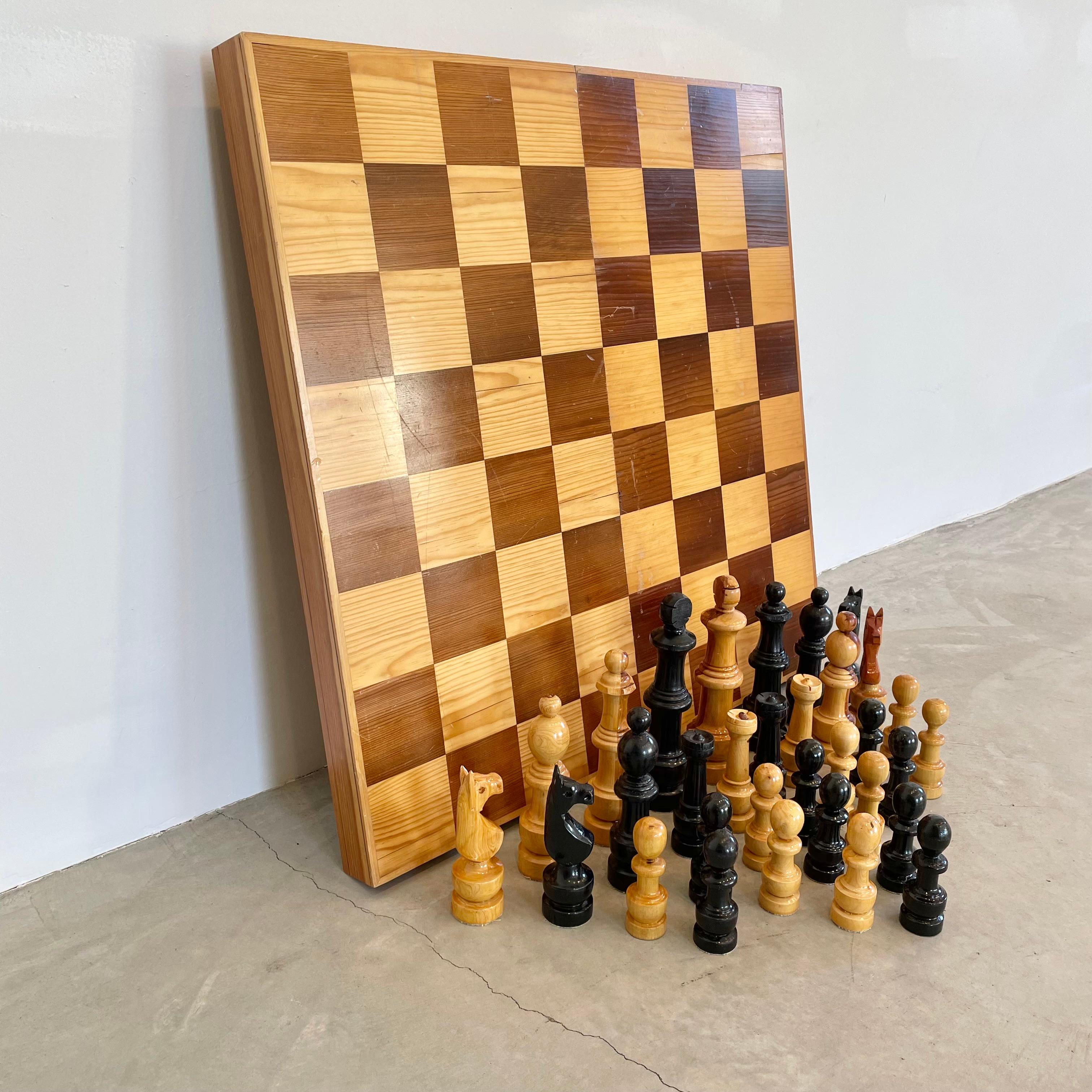 Oversized Wooden Chess Set, 1980s USSR For Sale 1