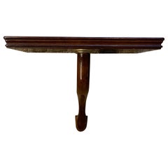 Oversized Wooden Wall Shelf Bracket with Polished Brass Hardware, 1980s