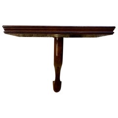 Oversized Wooden Wall Shelf Bracket with Polished Brass Hardware, 1980s