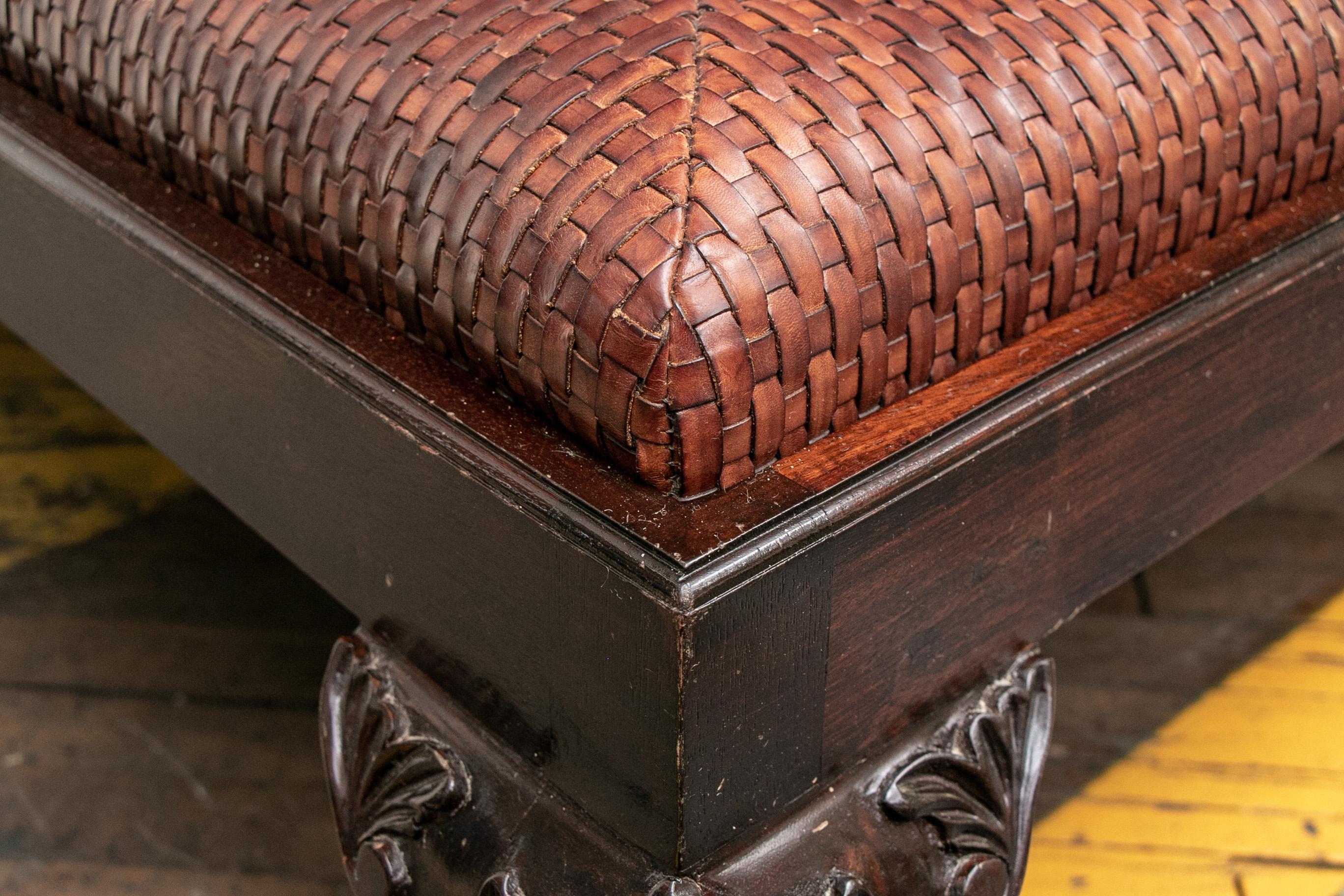 Oversized Woven Leather Bench/cocktail Table By Garret 4