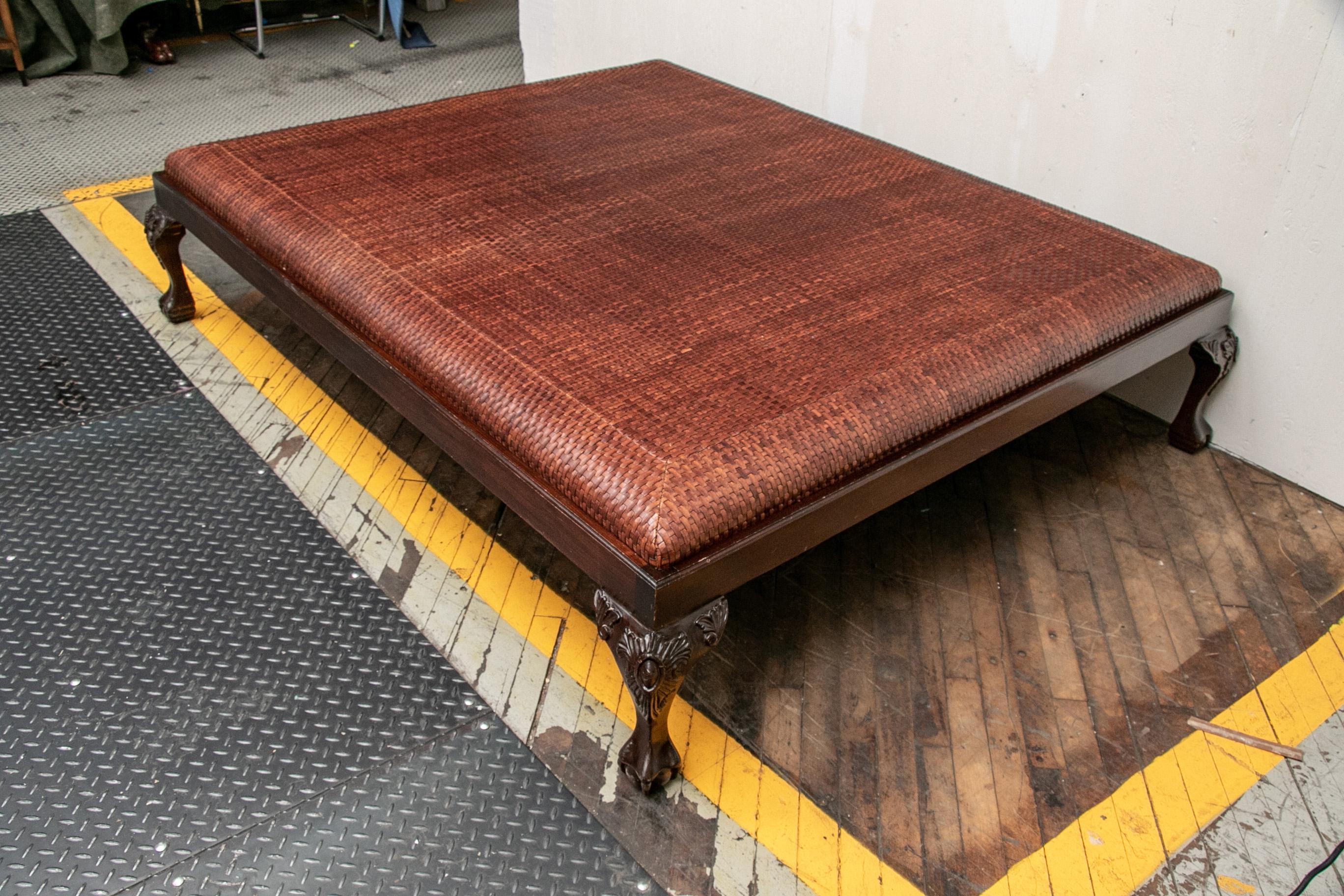 Oversized Woven Leather Bench/cocktail Table By Garret 2