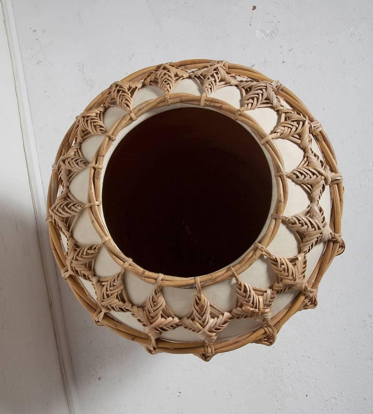 Oversized Woven Rattan Wrapped Ceramic Floor Vase at 1stDibs rattan
