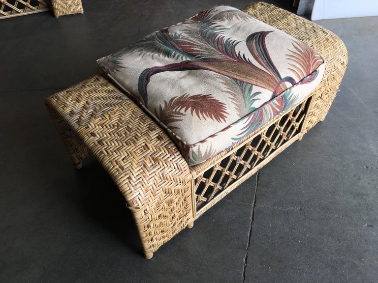 Oversized Woven Wicker "Peacock" Lounge Throne Chair with Matching