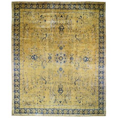 Oversized Yellow Antique Maharaja Kashmir Tree Design Oriental Rug, 13'0"x 15'7"