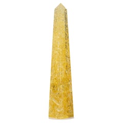 Oversized Yellow Fractal Resin Obelisk by Pierre Giraudon, 1970s