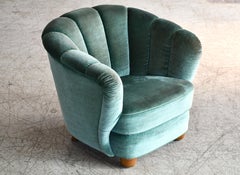 Overstuffed Banana Club Chair Danish, 1940s