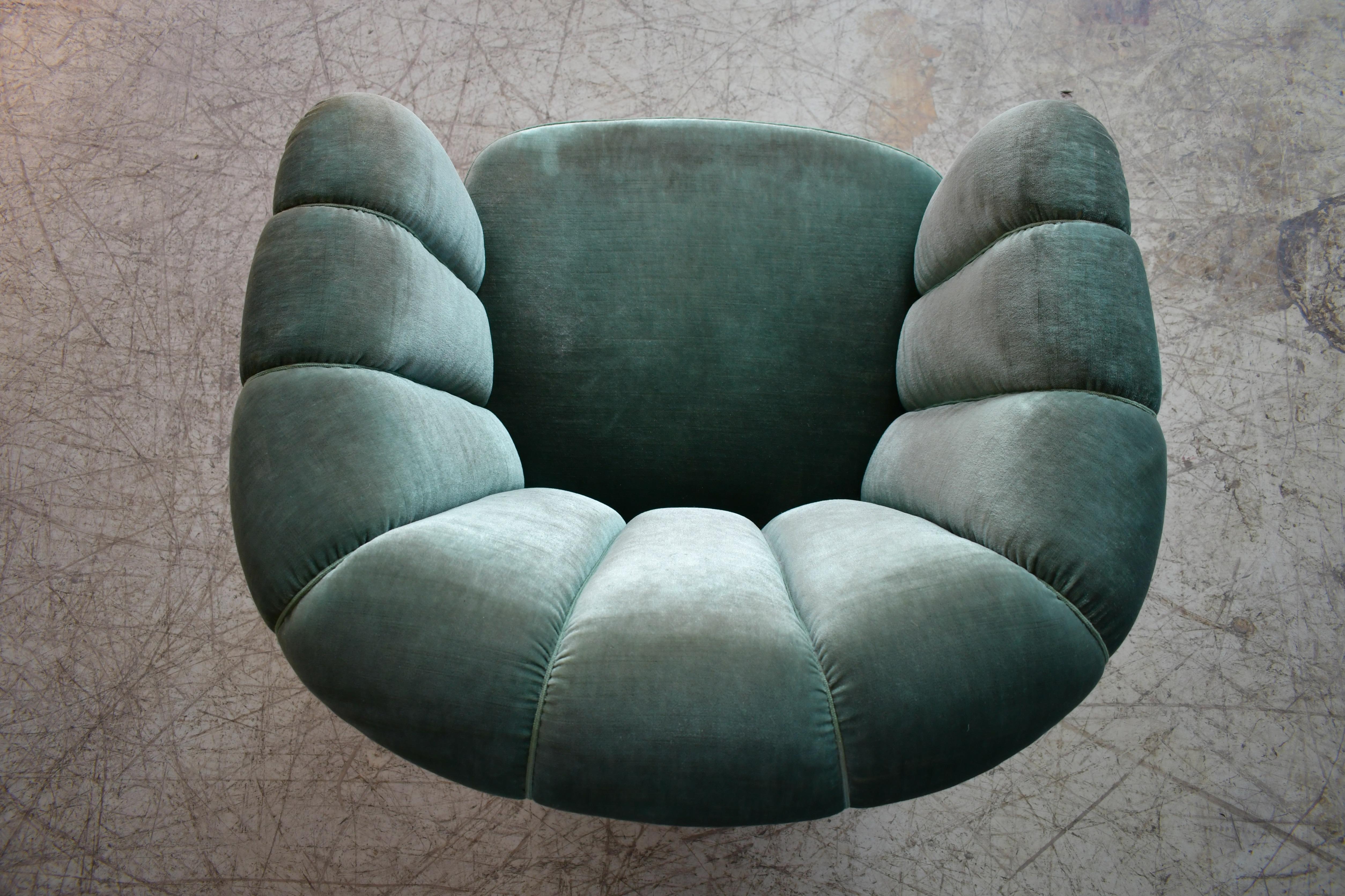 Scandinavian Modern Overstuffed Banana Club Chair Danish, 1940s