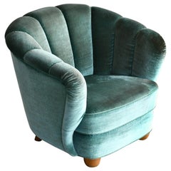 Overstuffed Banana Club Chair Danish, 1940s