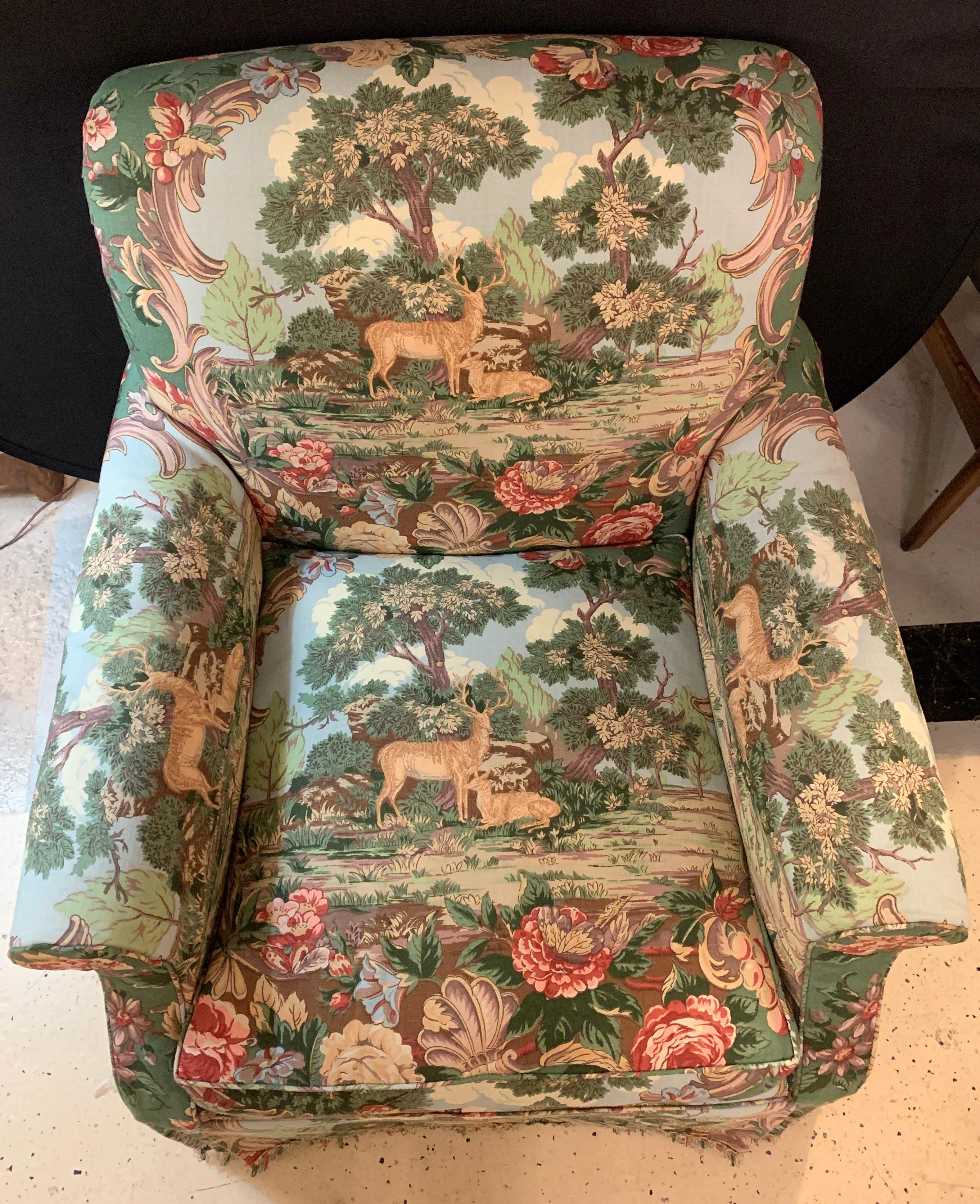 Late 20th Century Overstuffed Hunter Swivel Armchair