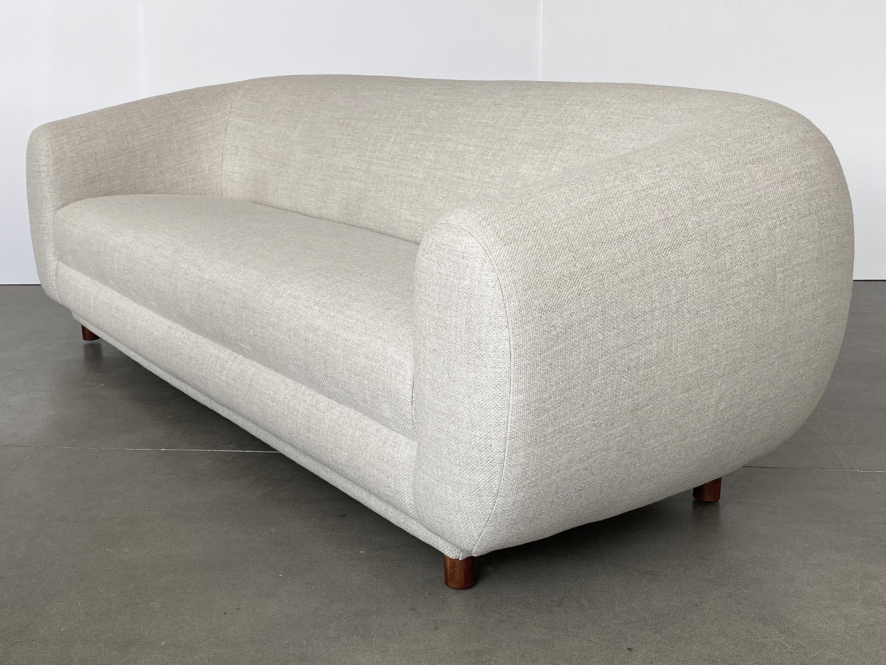 Mid-Century Modern Overstuffed Polar Bear Style Sofa