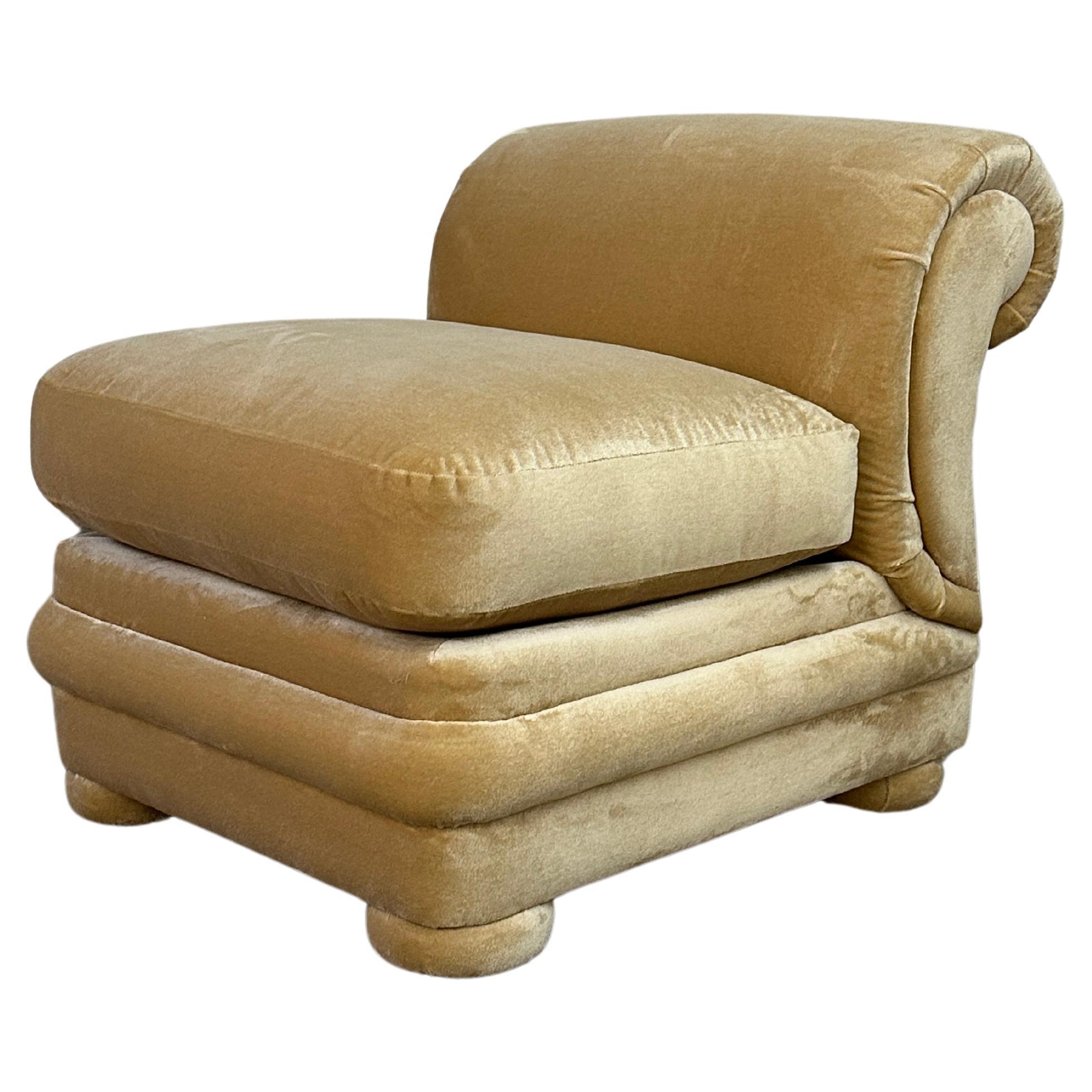 Overstuffed Slipper Chair For Sale