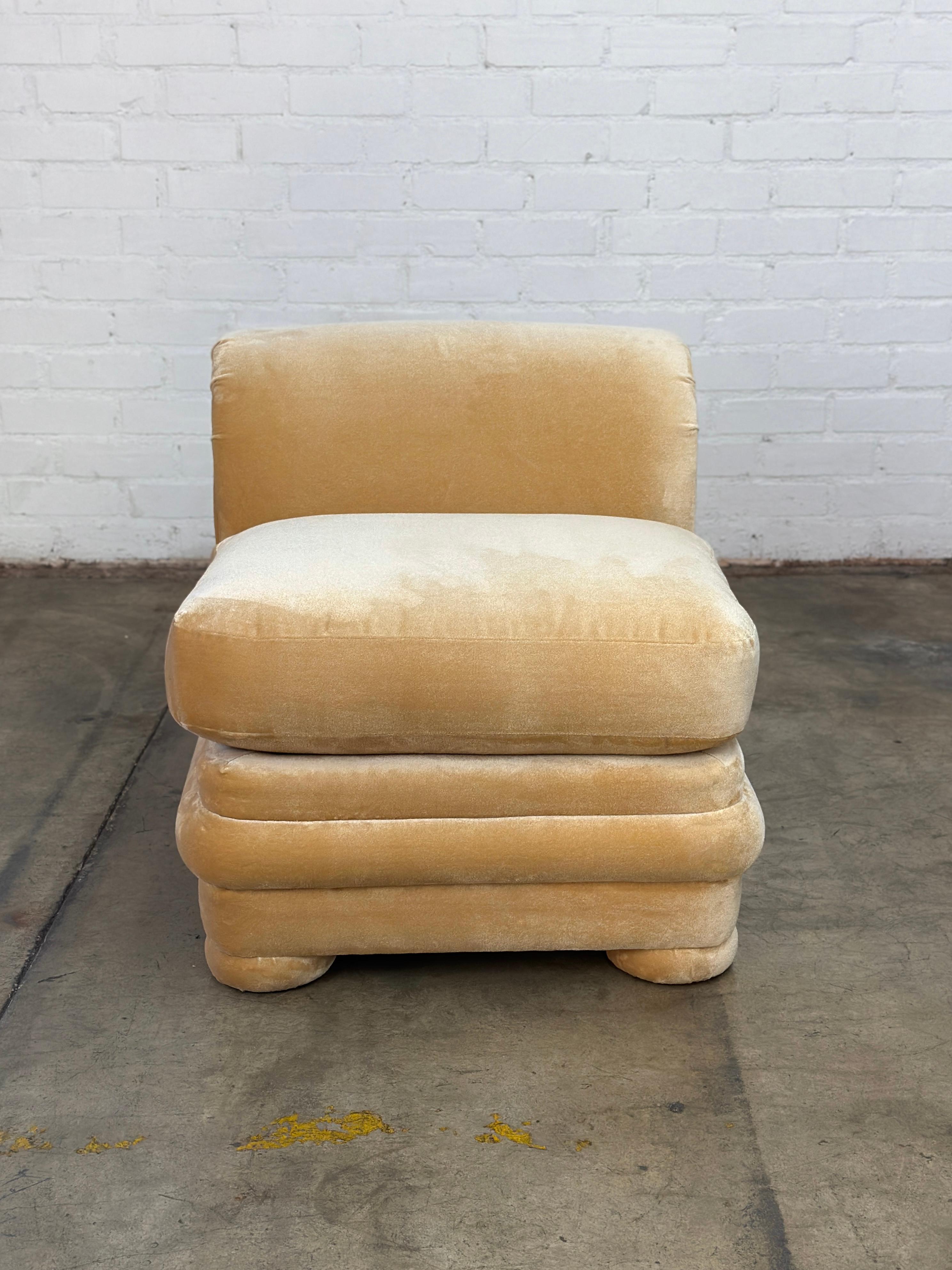 Late 20th Century Overstuffed Slipper Chair For Sale