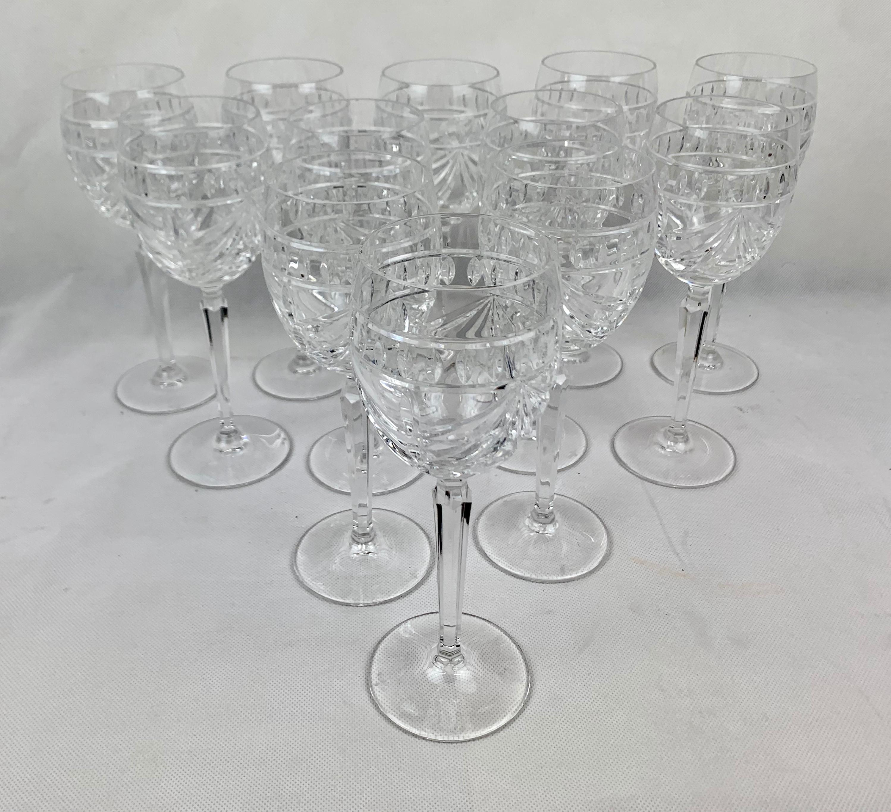Set of 12 crystal Waterford wine glasses in the 