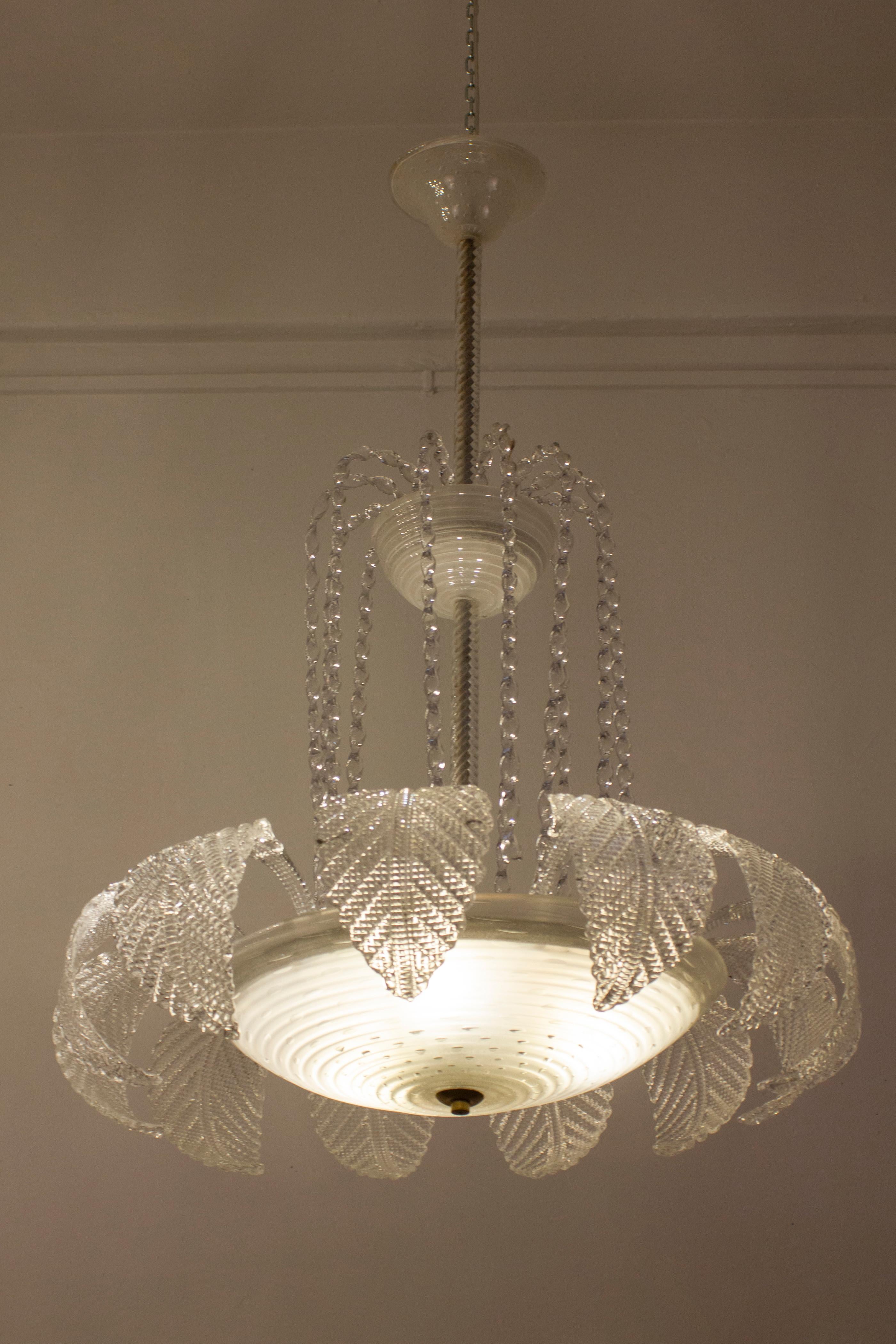 Travolgente  Lampadario Art Deco Ninfea in vetro di Murano di Barovier, 1940 in vendita 4