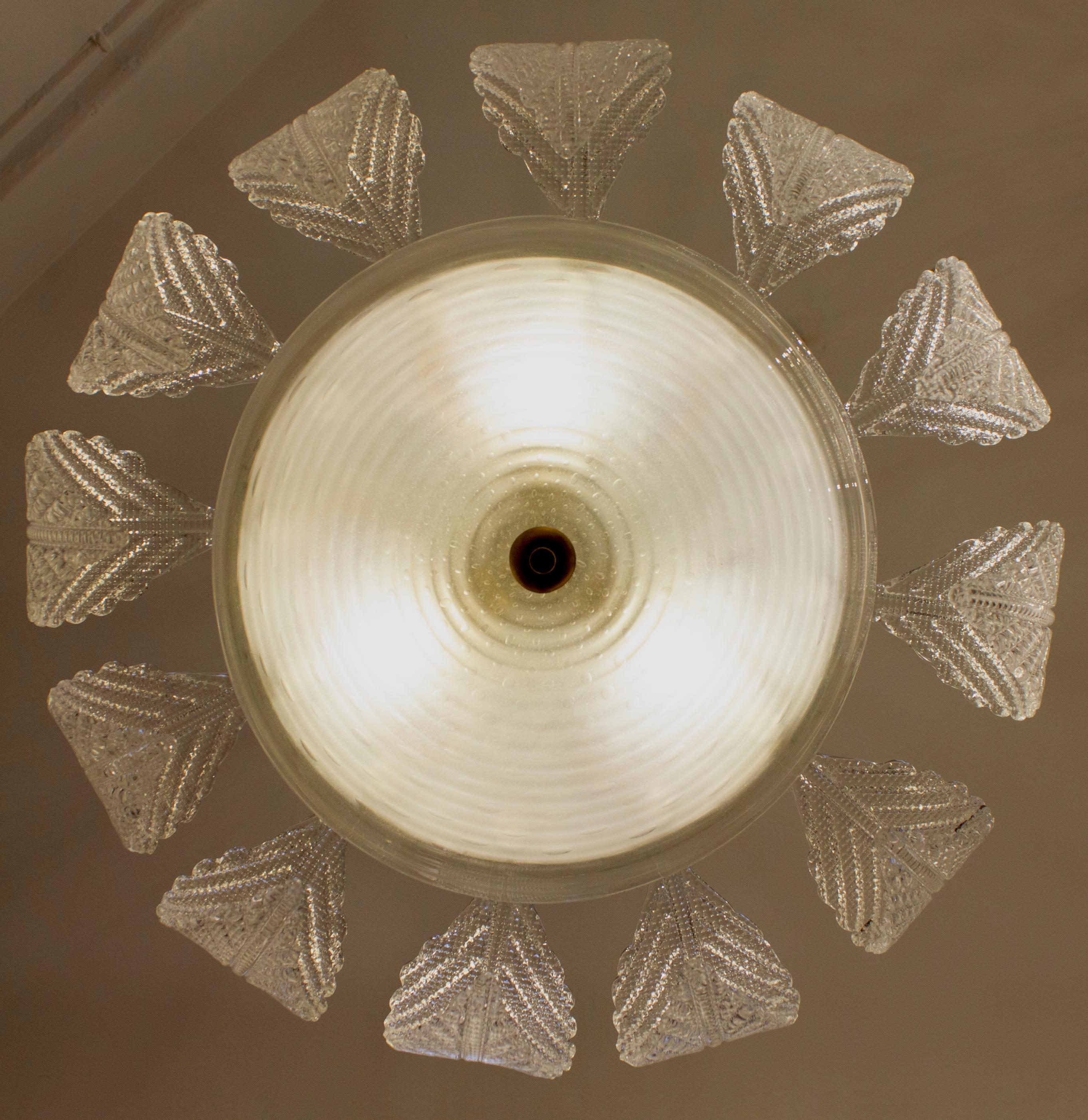 Travolgente  Lampadario Art Deco Ninfea in vetro di Murano di Barovier, 1940 in vendita 5