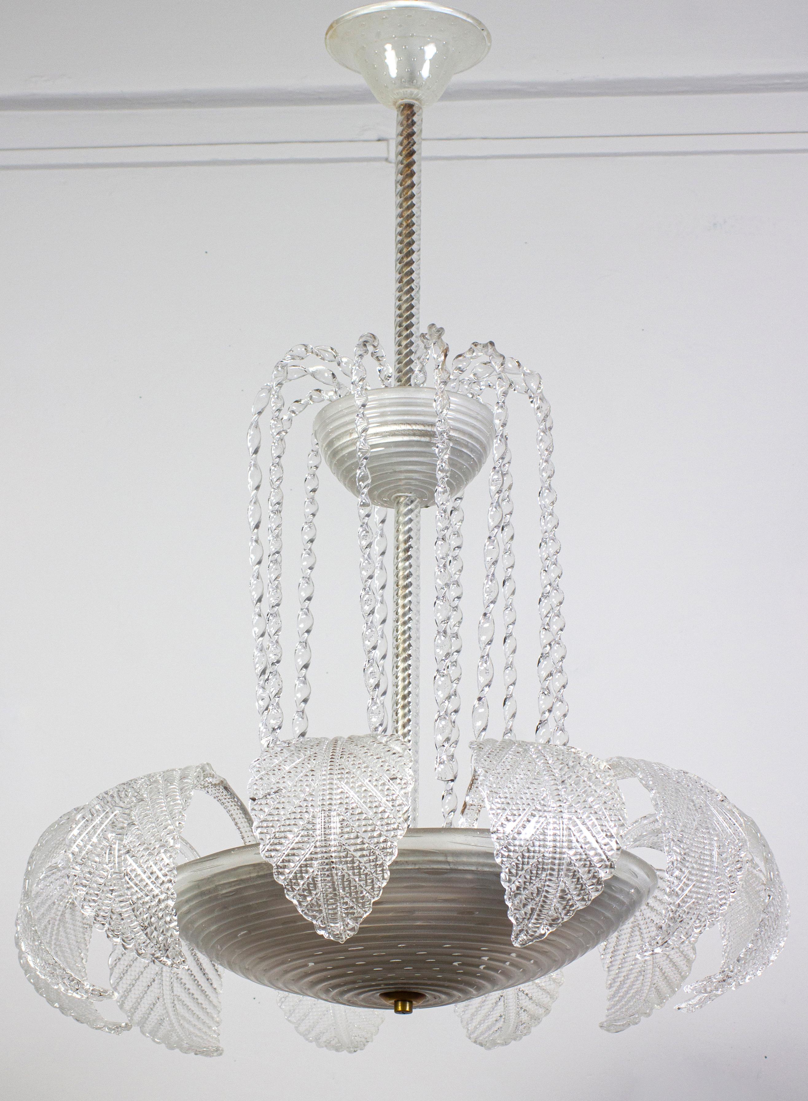 Travolgente  Lampadario Art Deco Ninfea in vetro di Murano di Barovier, 1940 in vendita 8