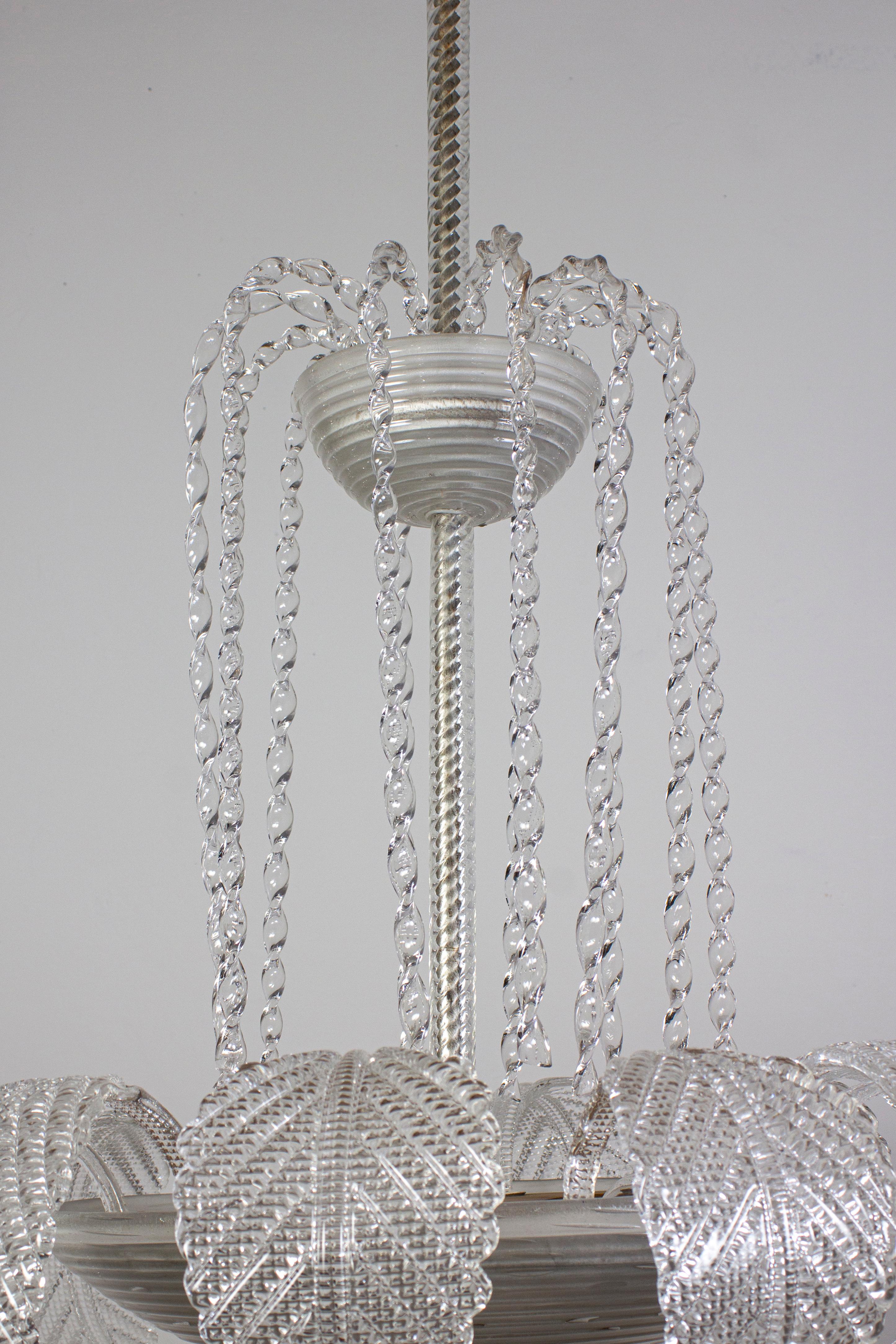 Overwhelming  Art Deco Ninfea Murano Glass Chandelier by Barovier Italy, 1940 For Sale 2