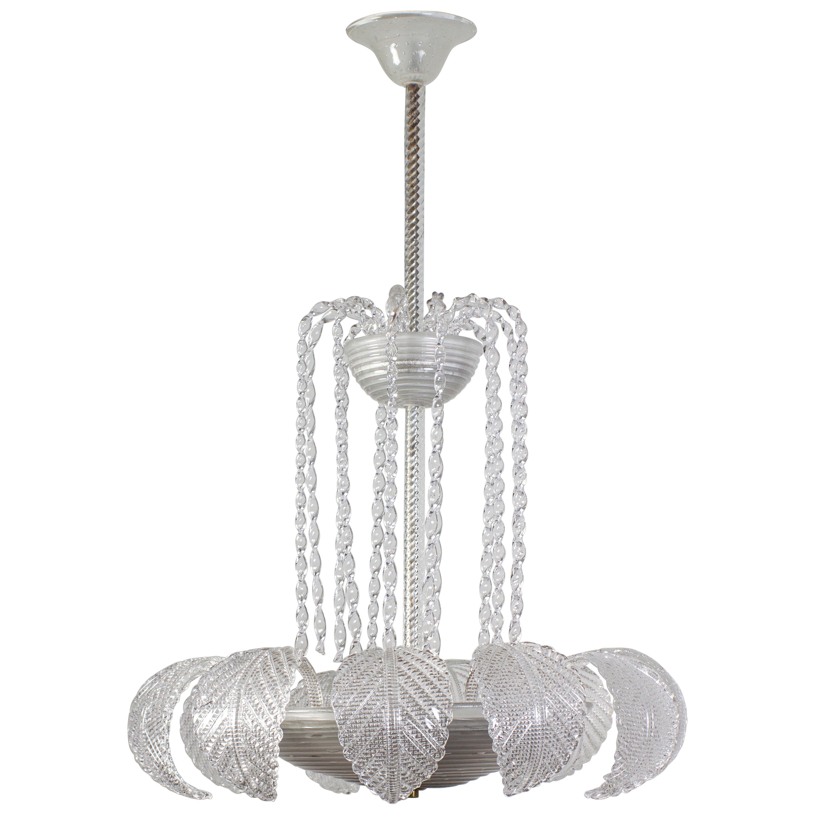 Abrumadora  Lámpara Art Déco Ninfea de cristal de Murano de Barovier Italia, 1940