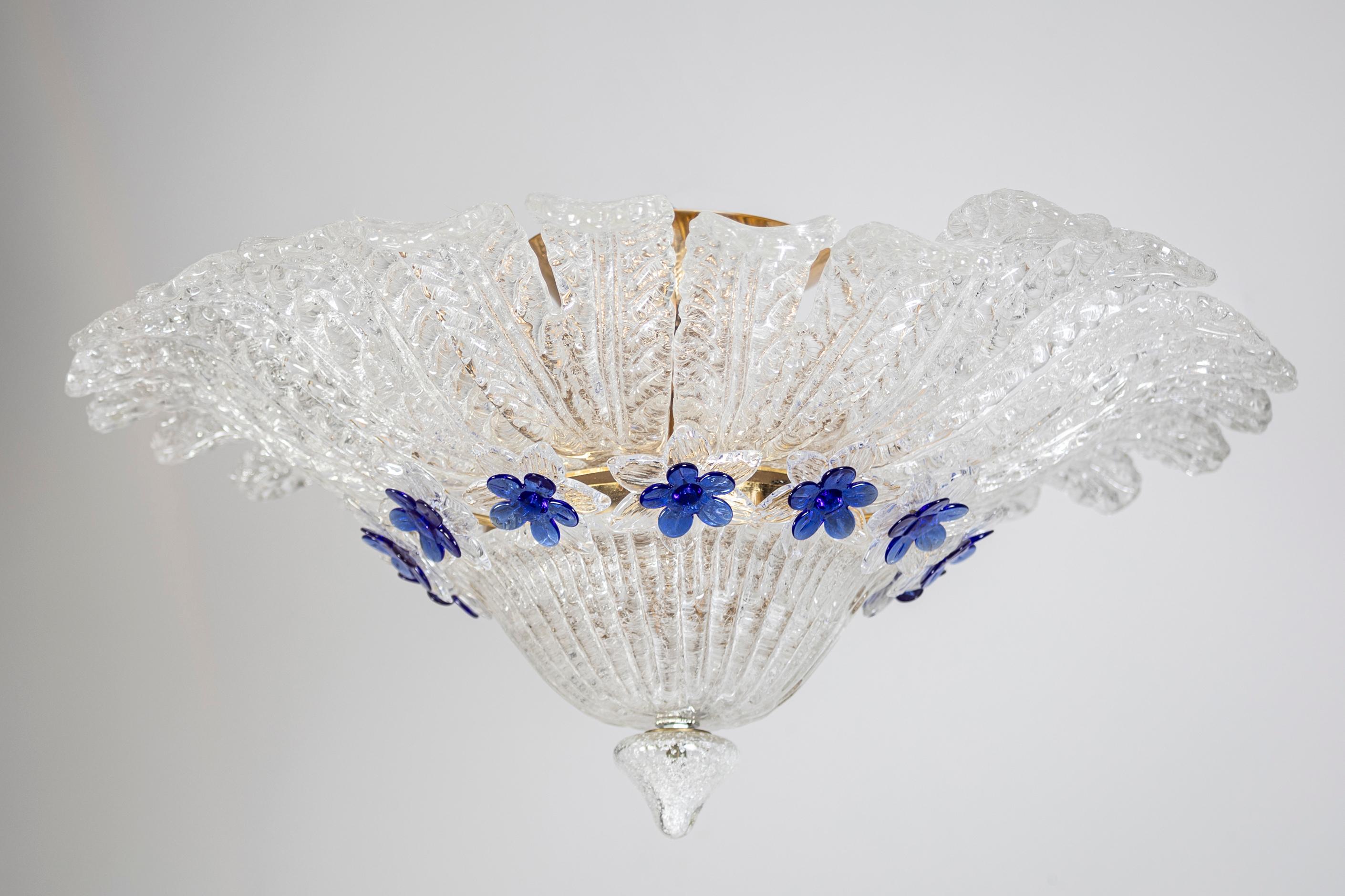 Abrumador cristal de Murano  Lámpara de techo  por Barovier & Toso  Italia, 1950