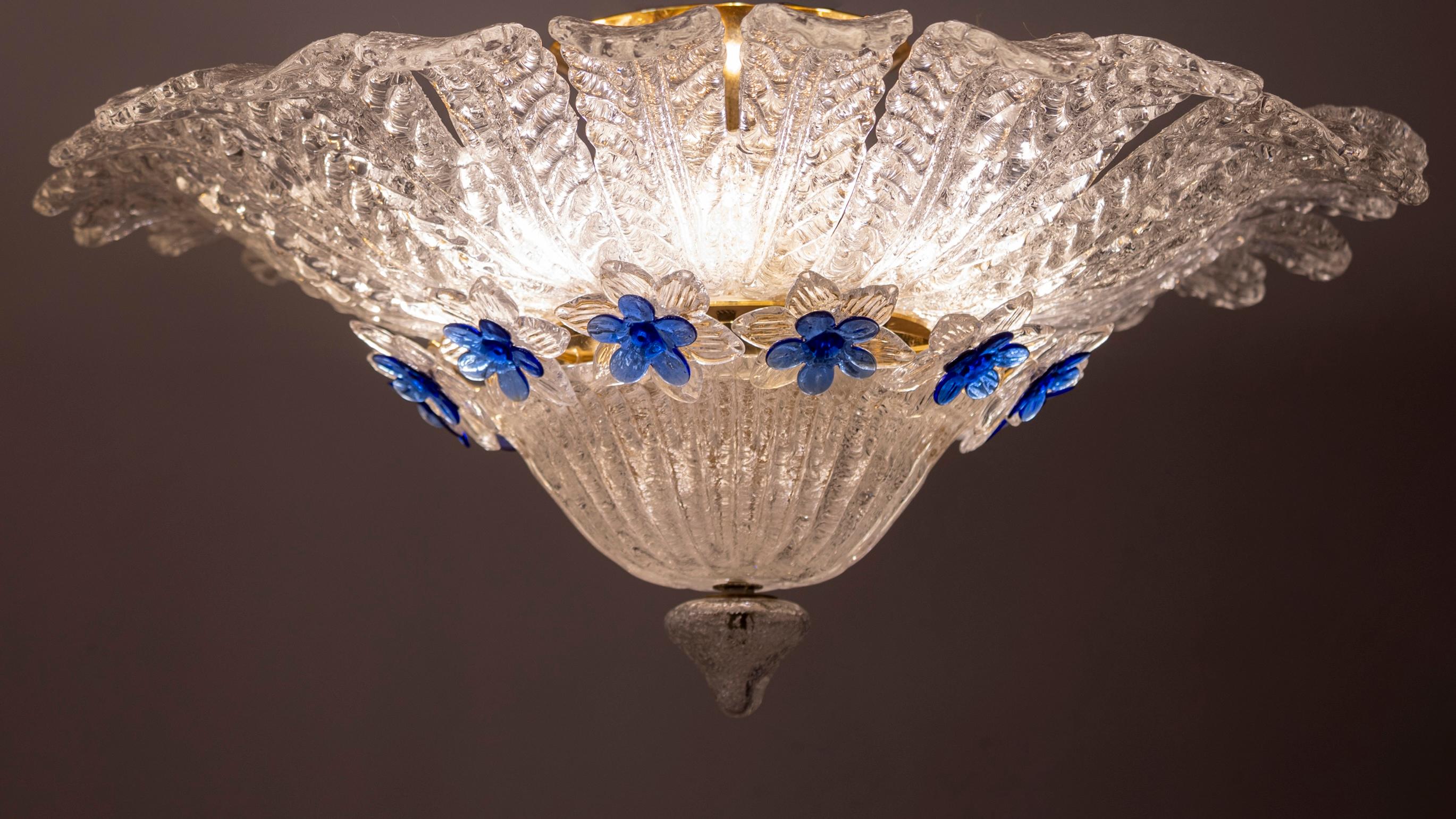 Abrumador cristal de Murano  Lámpara de techo  por Barovier & Toso  Italia, 1950