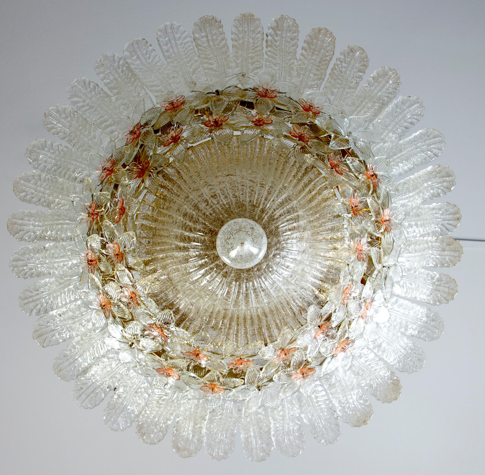 Abrumador cristal de Murano  Lámpara de techo  por Barovier & Toso  Italia, 1950