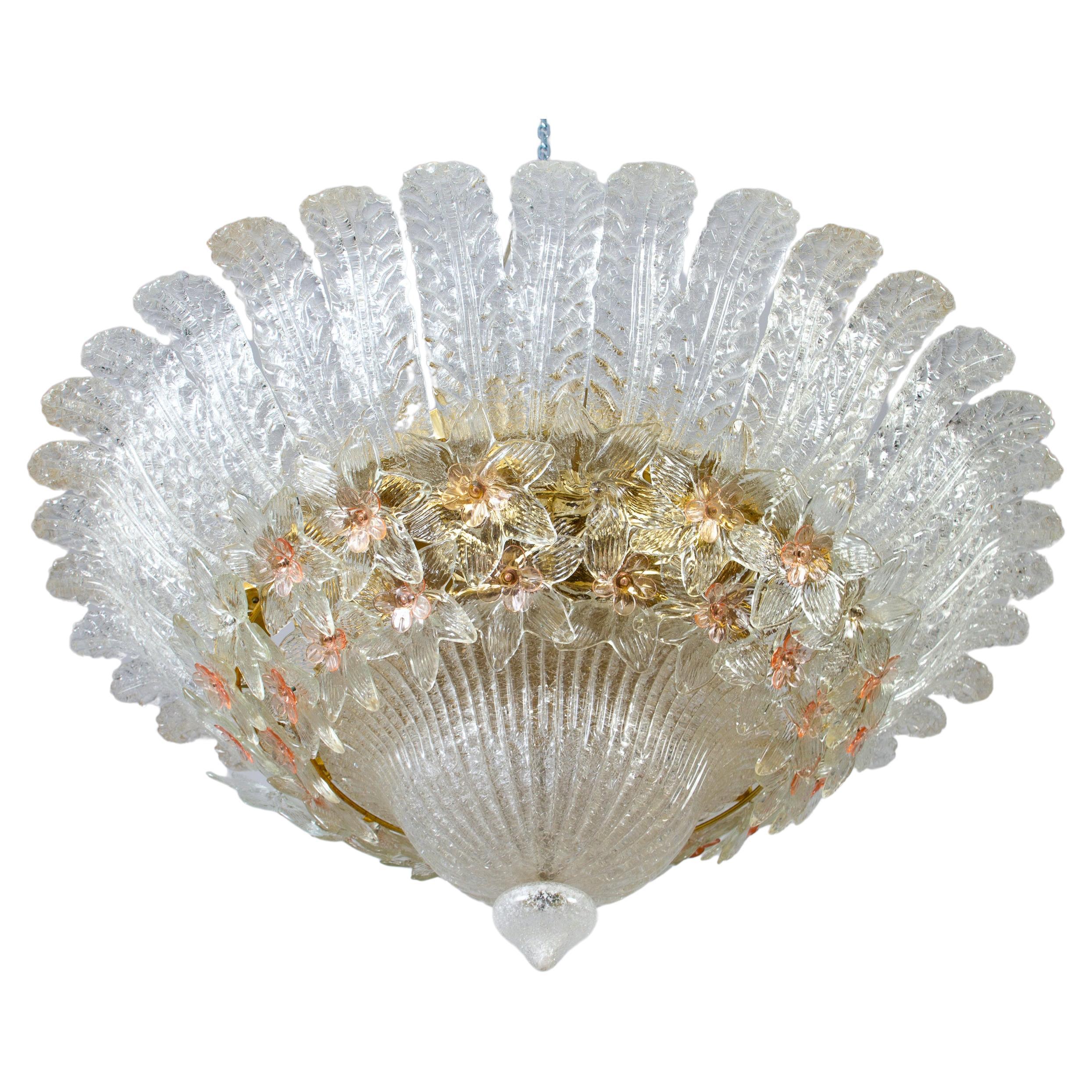 Abrumador cristal de Murano  Lámpara de techo  por Barovier & Toso  Italia, 1950".