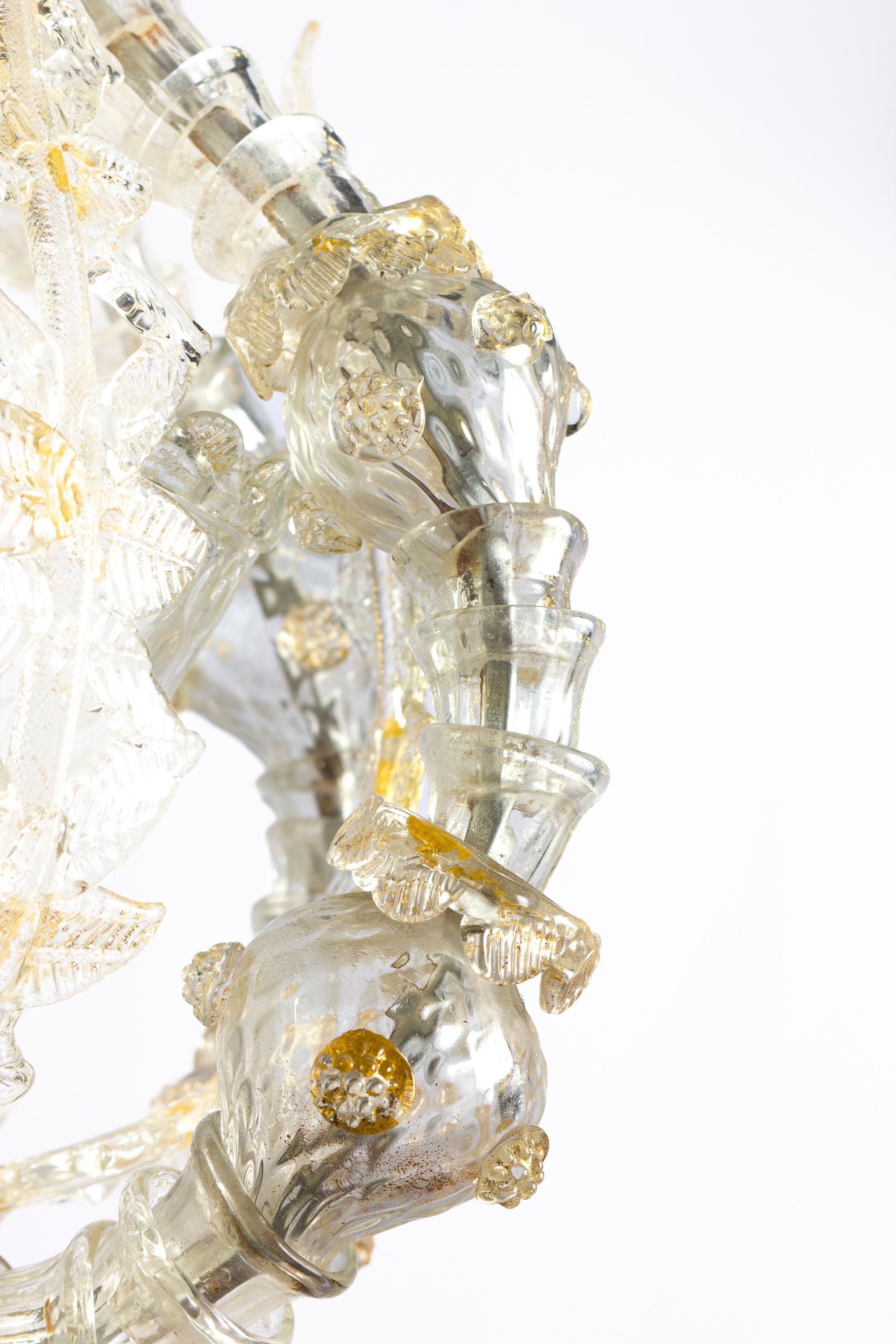 Lanterne ou lustre écrasant en verre de Murano par Barovier&Toso, 1940' en vente 4