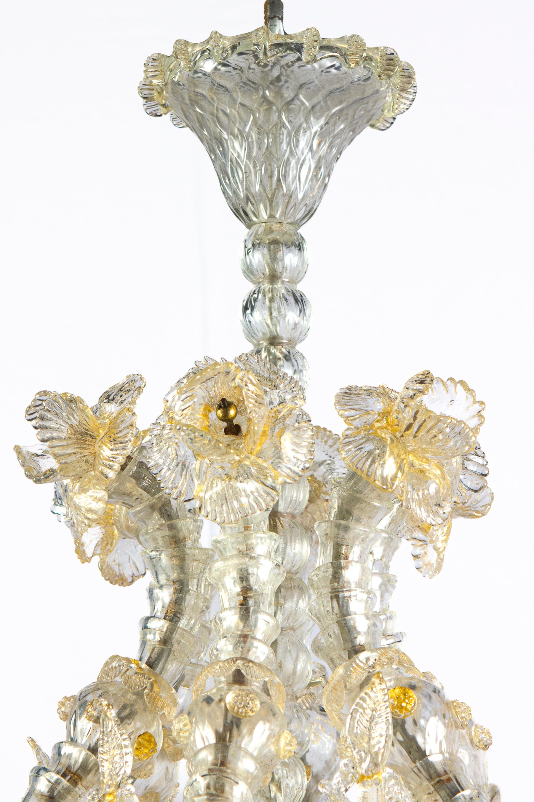 Art déco Lanterne ou lustre écrasant en verre de Murano par Barovier&Toso, 1940' en vente