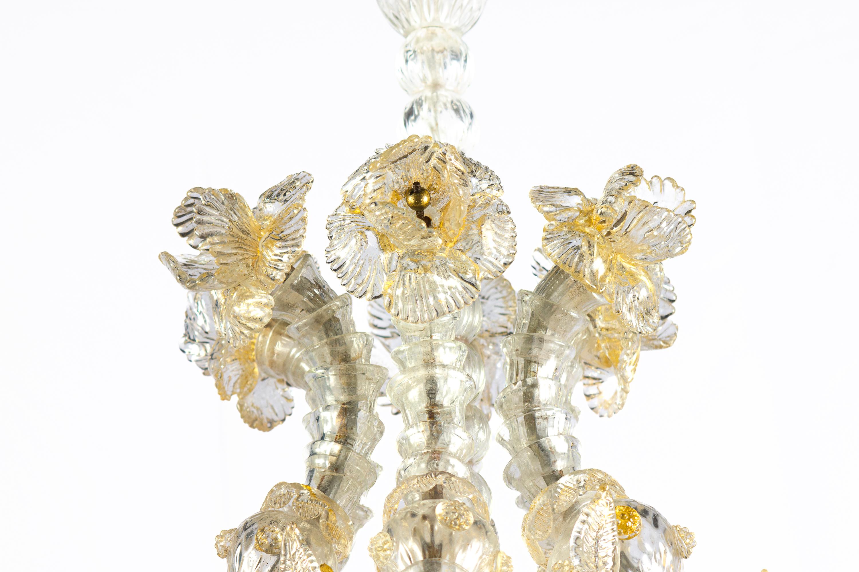 Italian Overwhelming Murano Glass Lantern or Chandelier by Barovier & Toso, 1940' For Sale