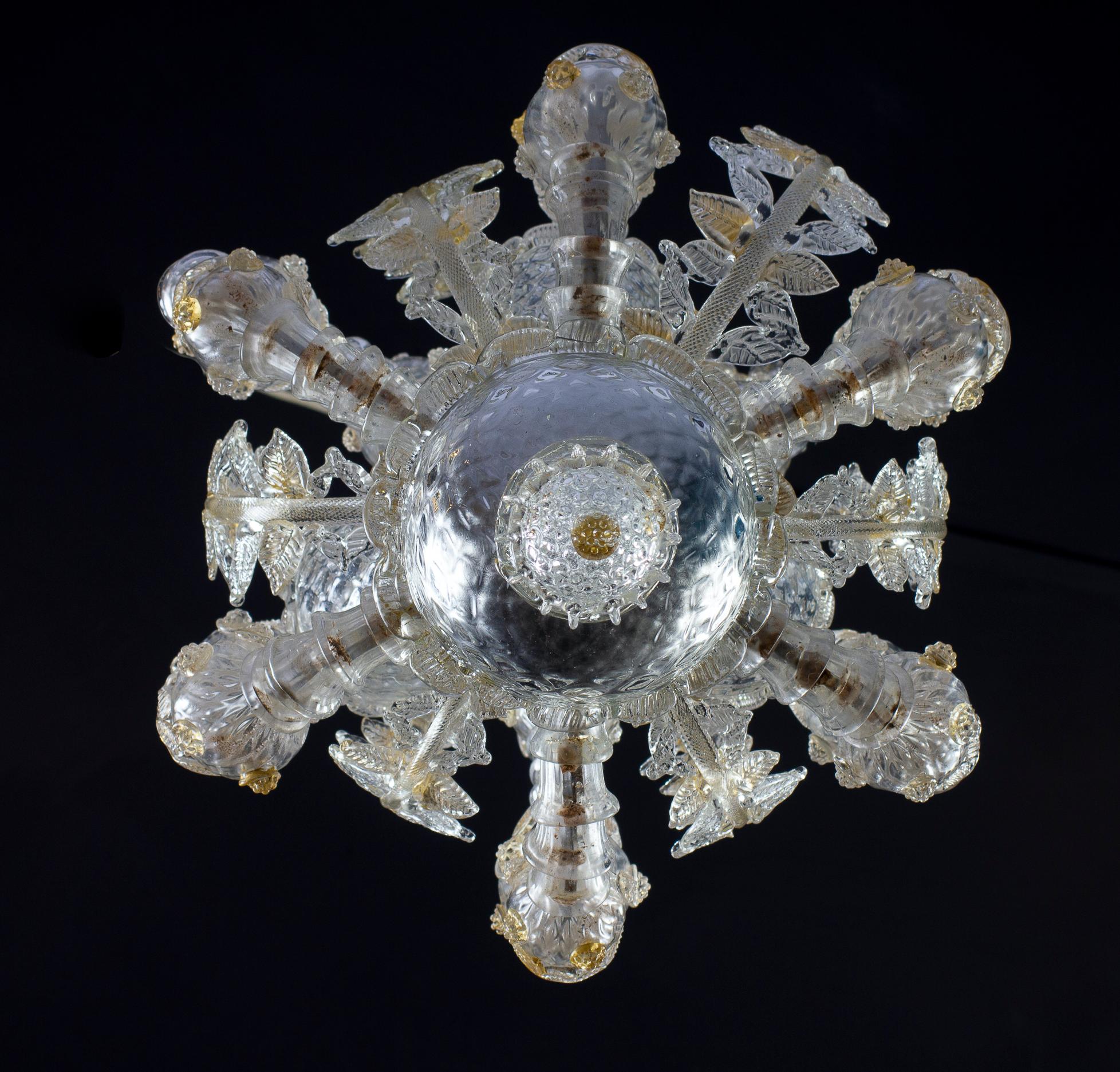 italien Lanterne ou lustre écrasant en verre de Murano par Barovier&Toso, 1940' en vente