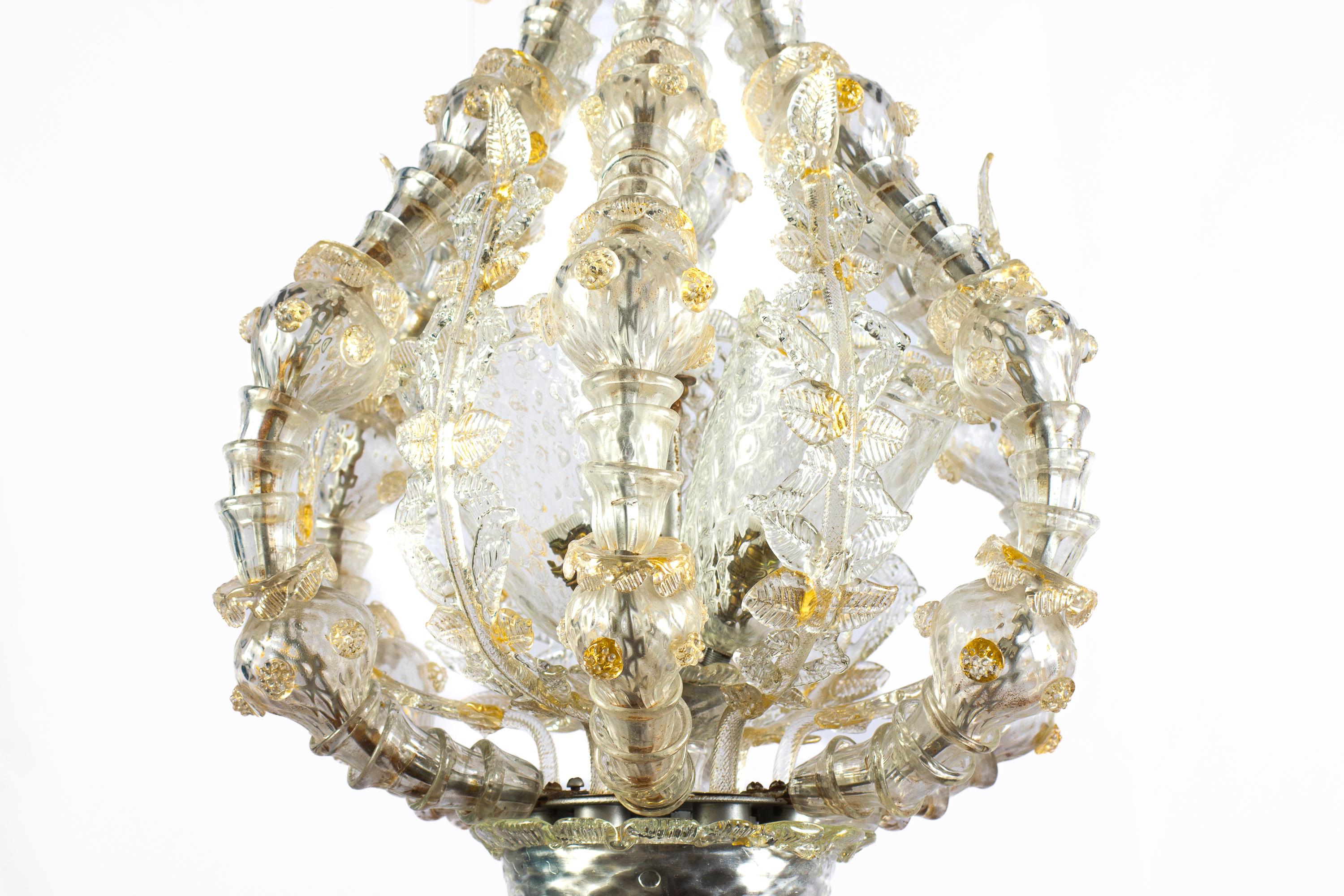 Overwhelming Murano Glass Lantern or Chandelier by Barovier & Toso, 1940' In Excellent Condition For Sale In Rome, IT
