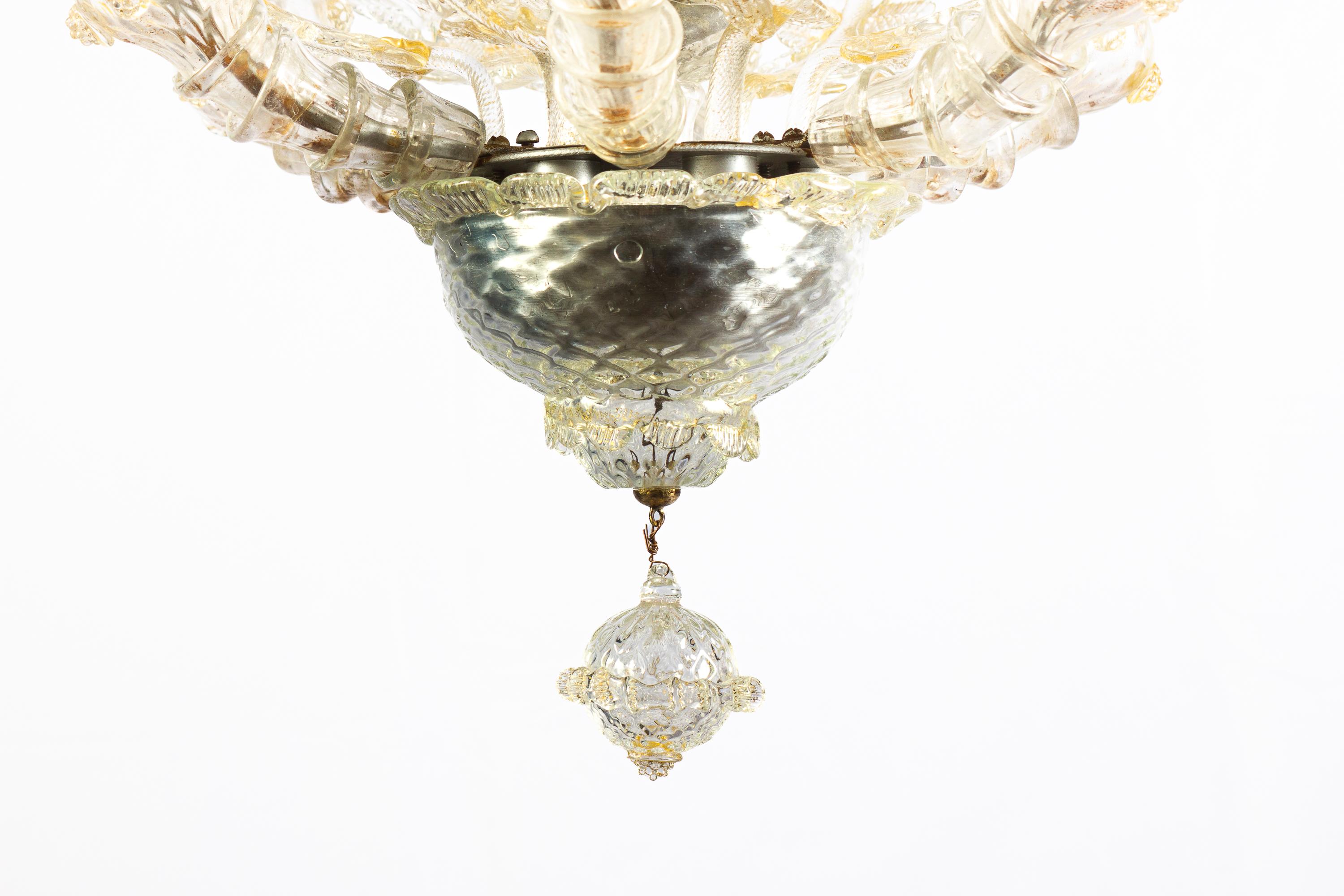 Mid-20th Century Overwhelming Murano Glass Lantern or Chandelier by Barovier & Toso, 1940' For Sale