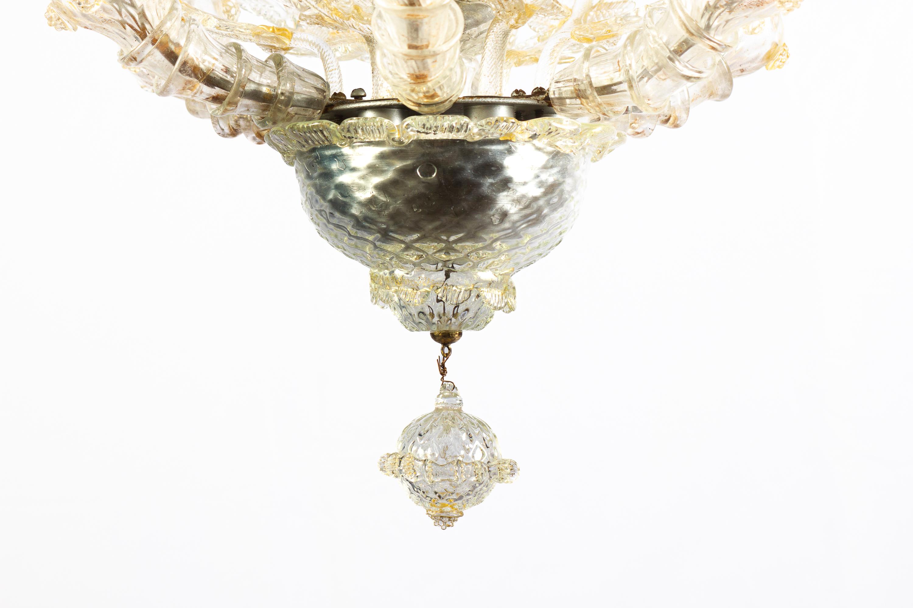 Verre de Murano Lanterne ou lustre écrasant en verre de Murano par Barovier&Toso, 1940' en vente