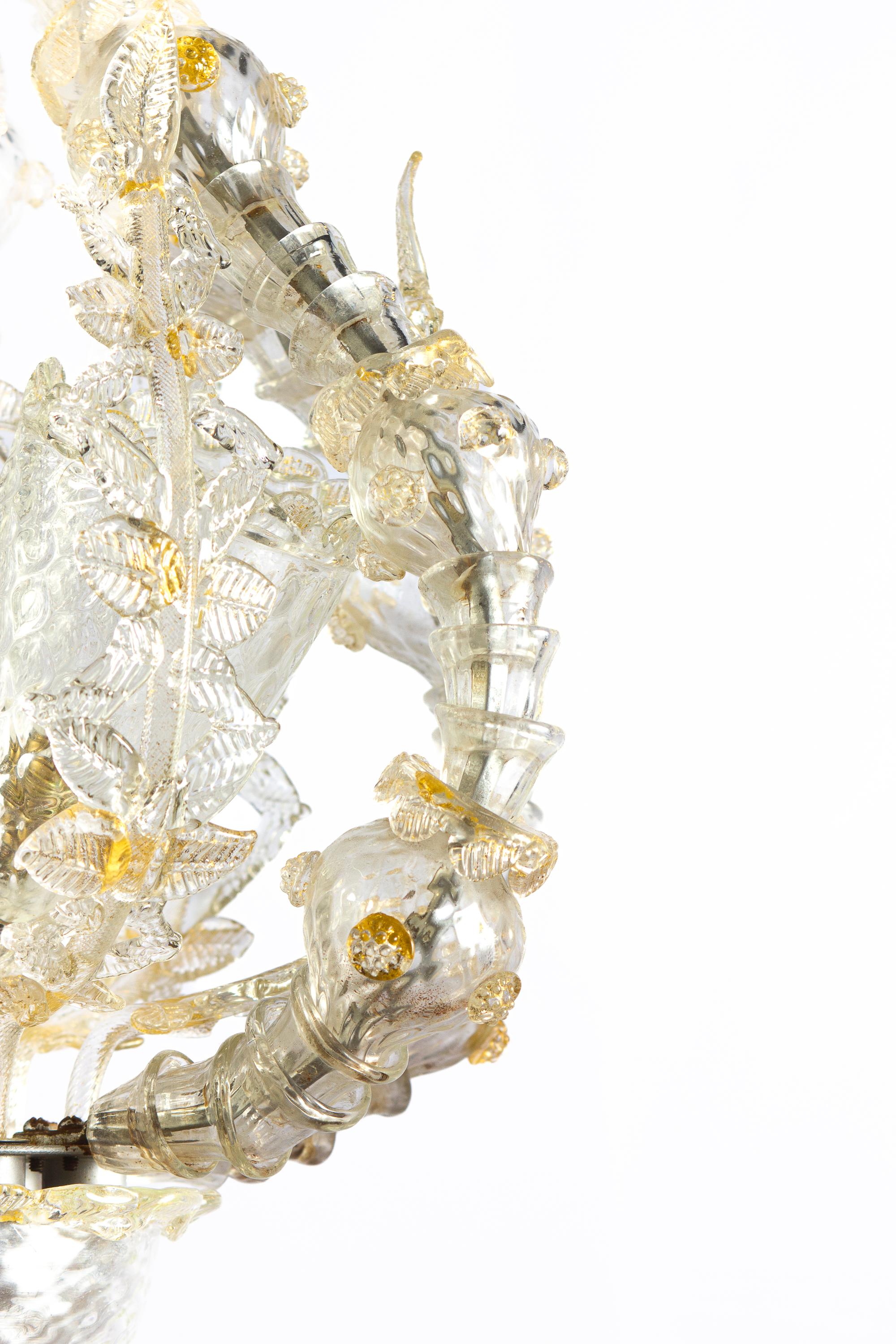 Lanterne ou lustre écrasant en verre de Murano par Barovier&Toso, 1940' en vente 1