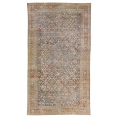 Tapis persan Mahal en laine grandeur nature des années 1900, couleur grise et rouille
