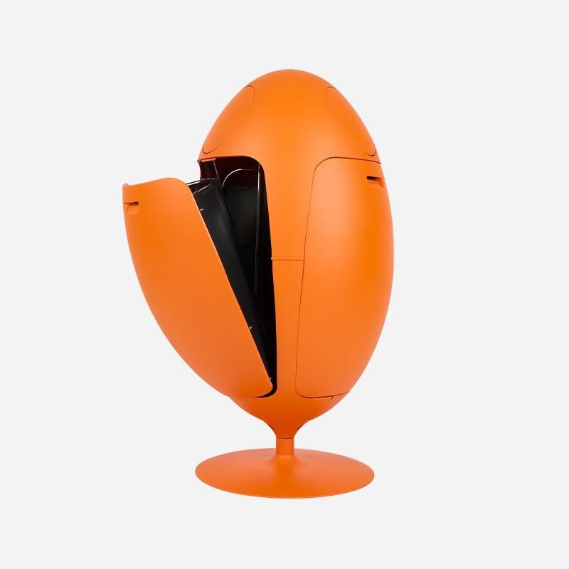 Italian Ovetto Gala orange matte satin dustbin recycling garbage can For Sale