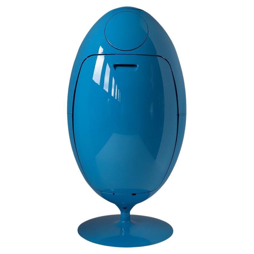 Ovetto Gala Collection Shiny Lightblue Recycling and Waste Bin by Soldi Design For Sale