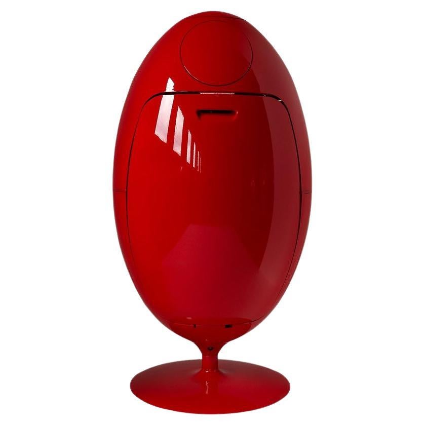 Ovetto Gala Collection Shiny Red Recycling and Waste Bin by Soldi Design For Sale