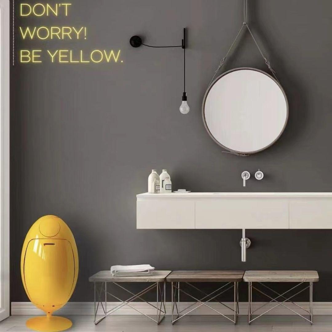 Italian Ovetto Gala Collection Shiny Yellow Recycling and Waste Bin by Soldi Design For Sale