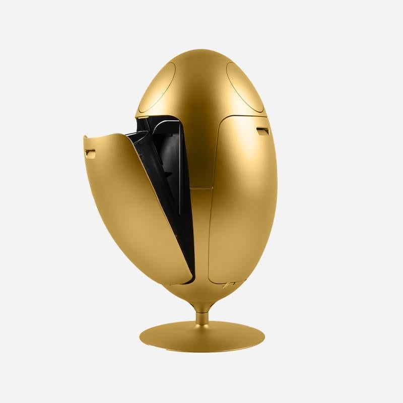 Italian Ovetto Metal Gold Dustbin (poubelle en métal doré) en vente