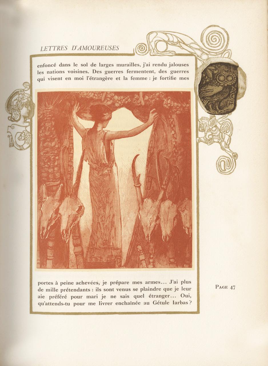 Leather Ovid, Lettres Des Amoureuses, Art Nouveau Illustrations, Binding by R. Kieffer For Sale
