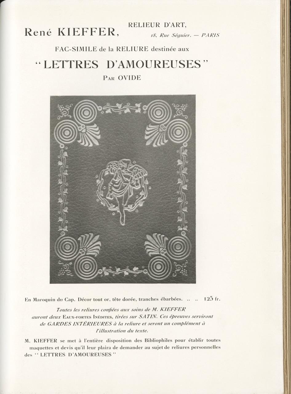 Ovid, Lettres Des Amoureuses, Art Nouveau Illustrations, Binding by R. Kieffer For Sale 1
