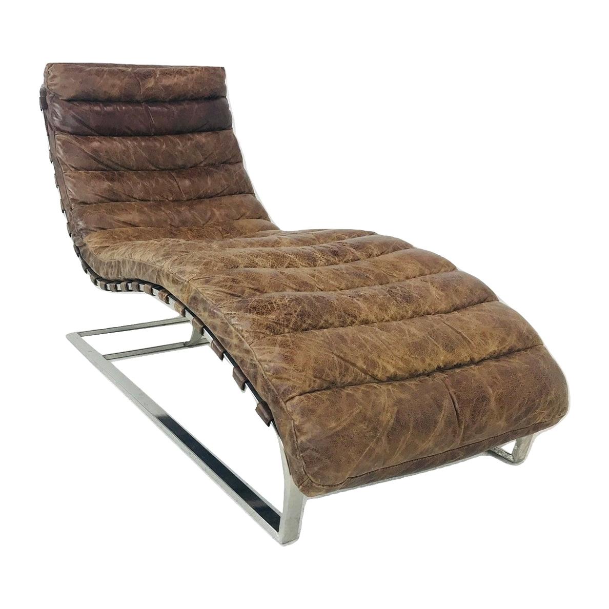 Oviedo Distressed Leather Chaise Lounge 