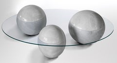 Ovni Uovo White Marble Glass Sculptural Coffee Table